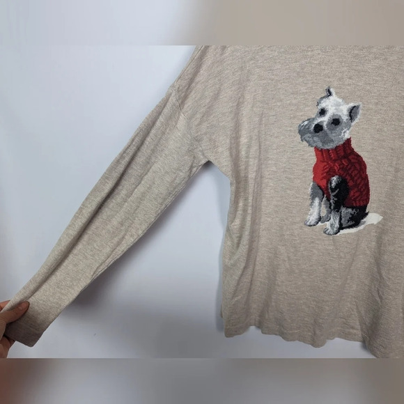 J.Jill Sz. M Crew Neck Weston The Dog Pullover Sweater Beige Heathered Knit Top - Picture 7 of 12
